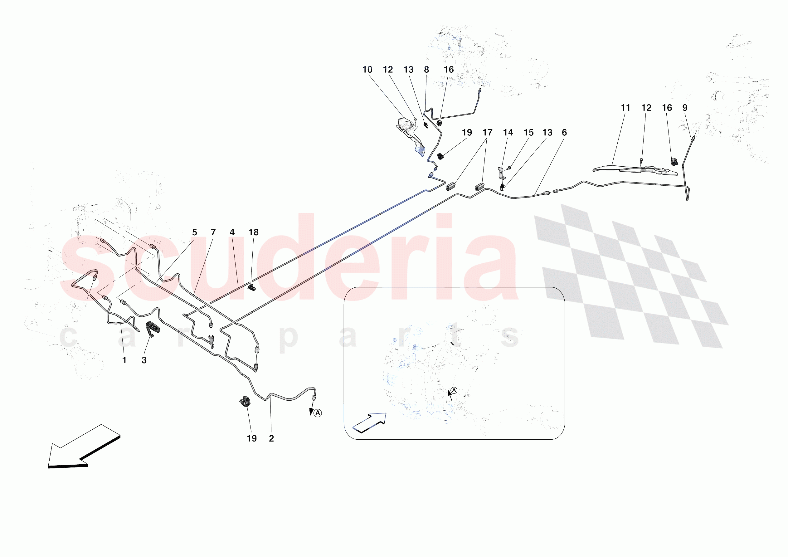 HYDRAULIC BRAKE CONTROL PIPES -APPLICABLE FOR RHD- of Ferrari Ferrari SF90 Spider Europe