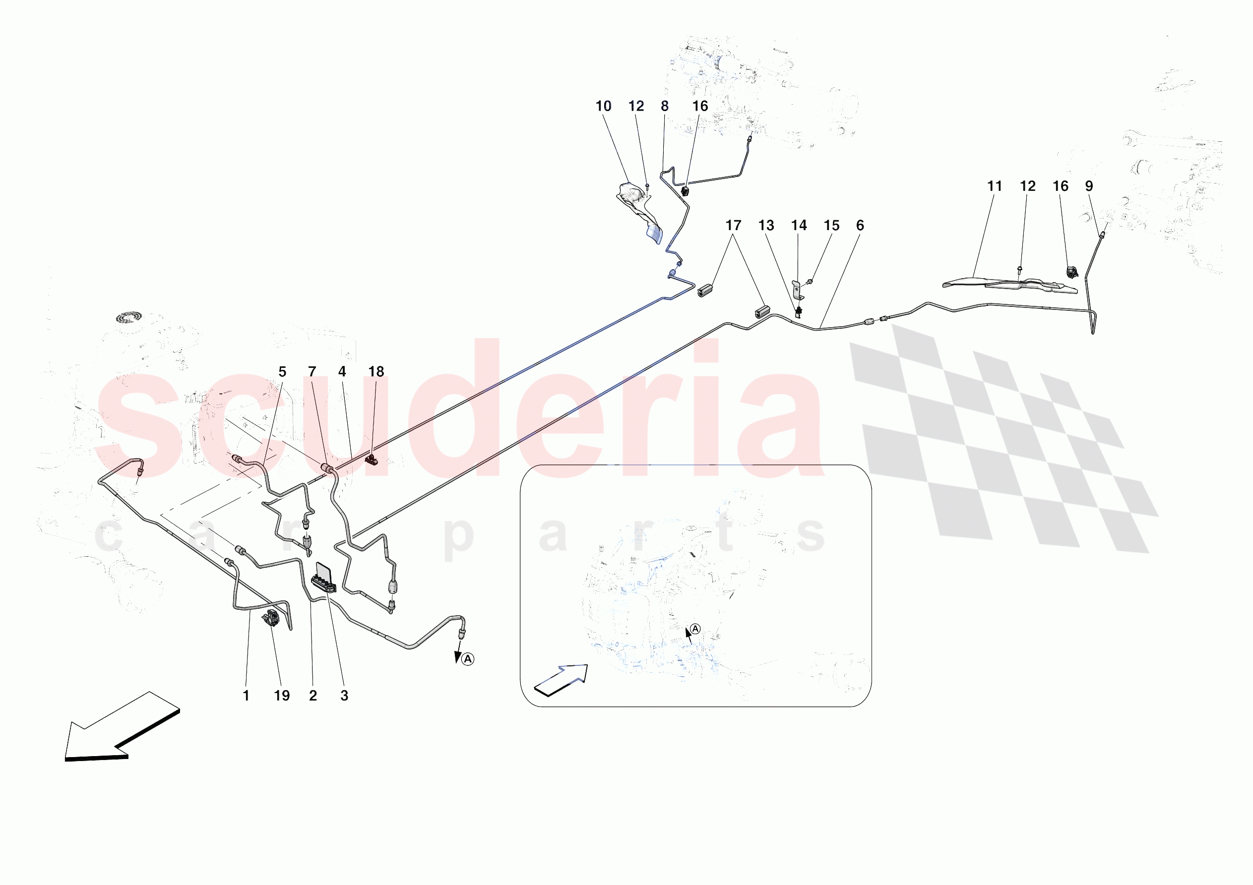 HYDRAULIC BRAKE CONTROL PIPES -NOT FOR RHD- of Ferrari Ferrari SF90 XX Spider Europe RH