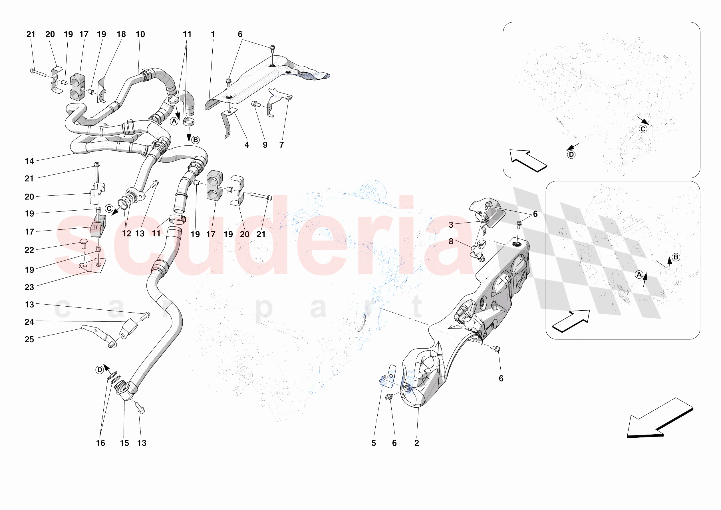 GEARBOX OIL HEAT EXCHANGER AND PIPES - HEAT EXCHANGER AND REAR PIPES of Ferrari Ferrari SF90 XX Stradale USA