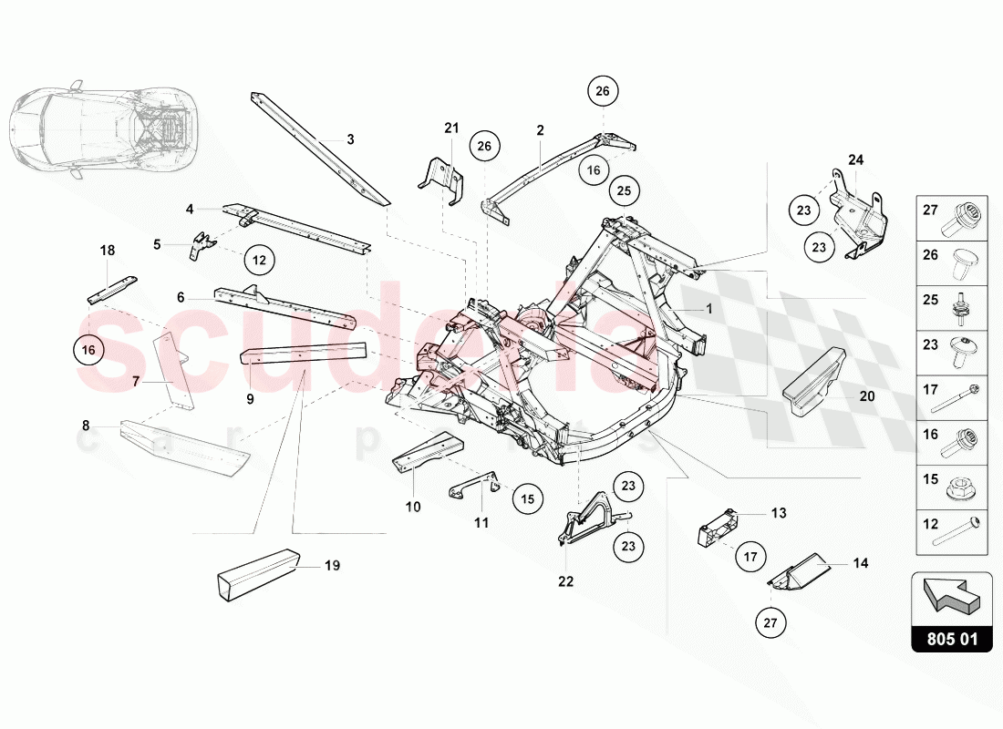 CHASSIS of Lamborghini Lamborghini Huracan Evo Coupe