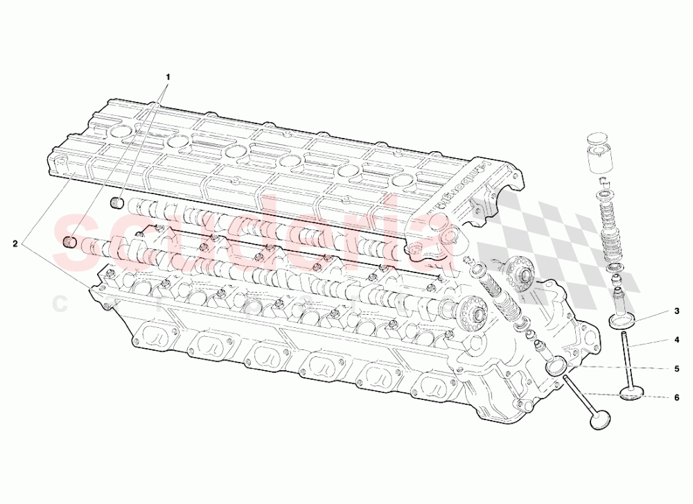 Right Cylinder Head (Valid for Switzerland - January 1995) of Lamborghini Lamborghini Diablo SE30 (1993-1995)