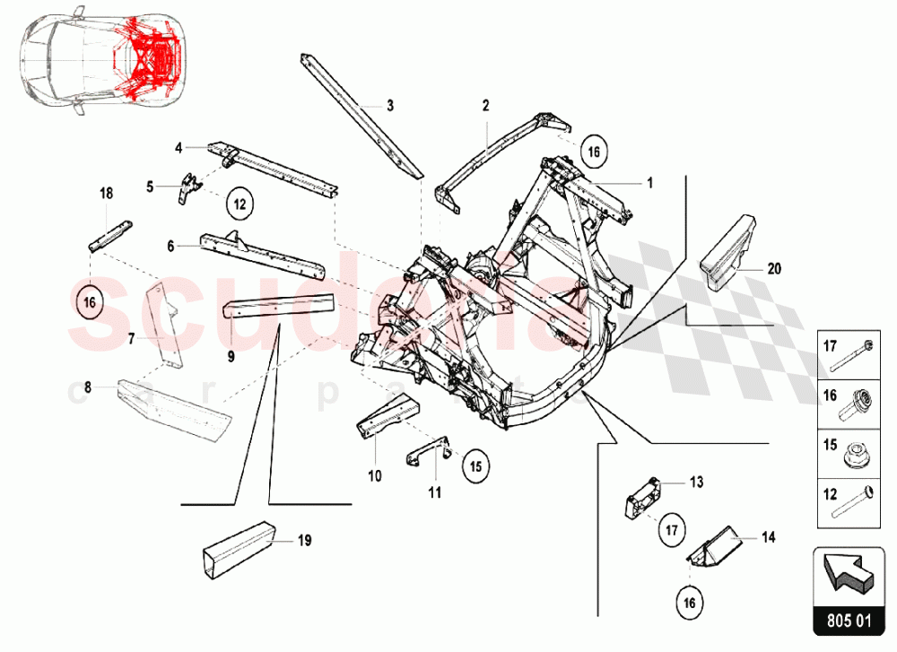 Rear Frame of Lamborghini Lamborghini Huracan LP580 Coupe