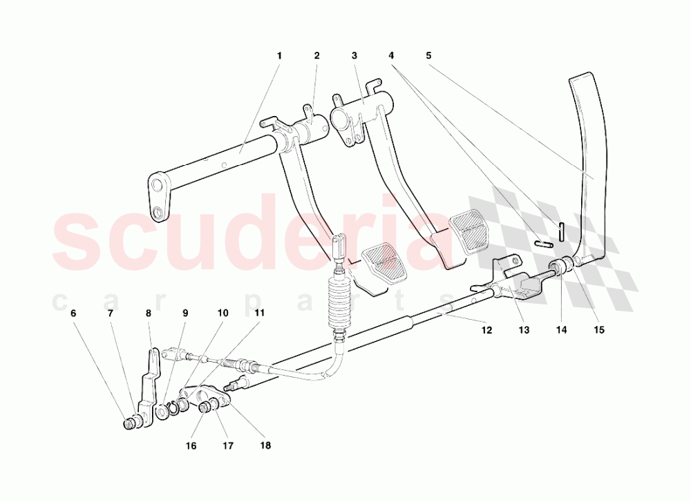 Pedals (Valid for R.H.D. - March 1997) of Lamborghini Lamborghini Diablo SV (1995-1997)