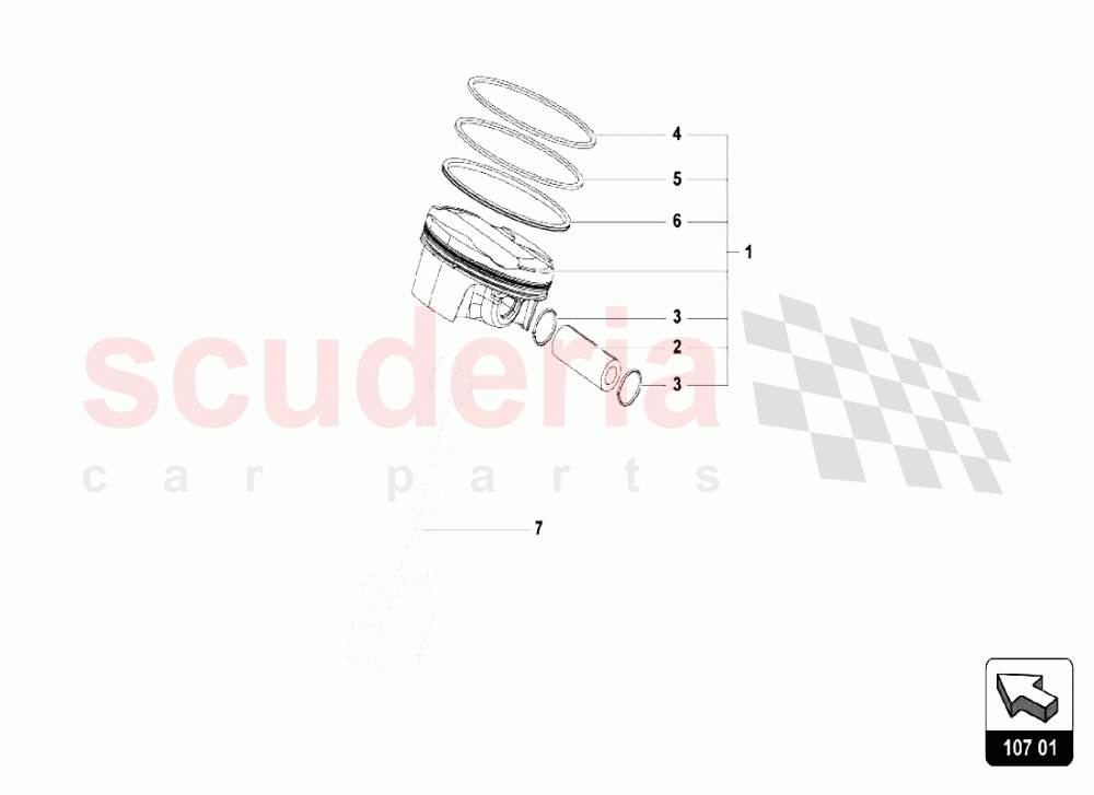 Piston of Lamborghini Lamborghini Aventador LP740 S