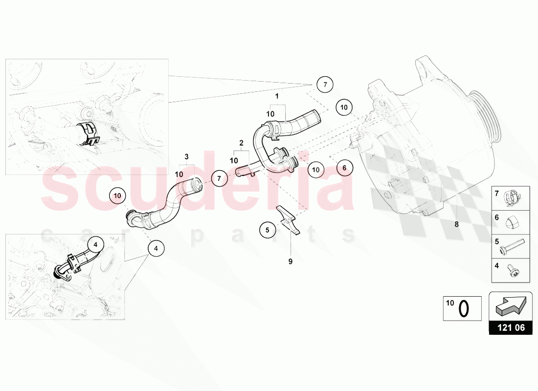 COOLANT HOSES AND PIPES of Lamborghini Lamborghini Huracan Evo Coupe