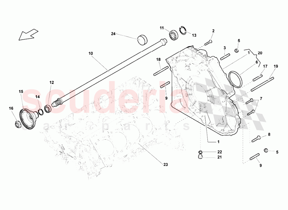 Timing Chain Cover - Propeller Shaft of Lamborghini Lamborghini Gallardo (2008)