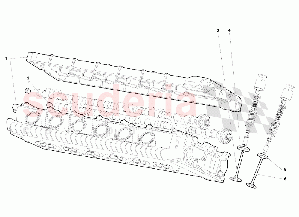 Left Cylinder Head (Valid for Switzerland - January 1995) of Lamborghini Lamborghini Diablo SE30 (1993-1995)
