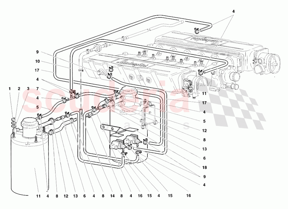 Fuel System 5 of Lamborghini Lamborghini Diablo VT Roadster (1998-2000)