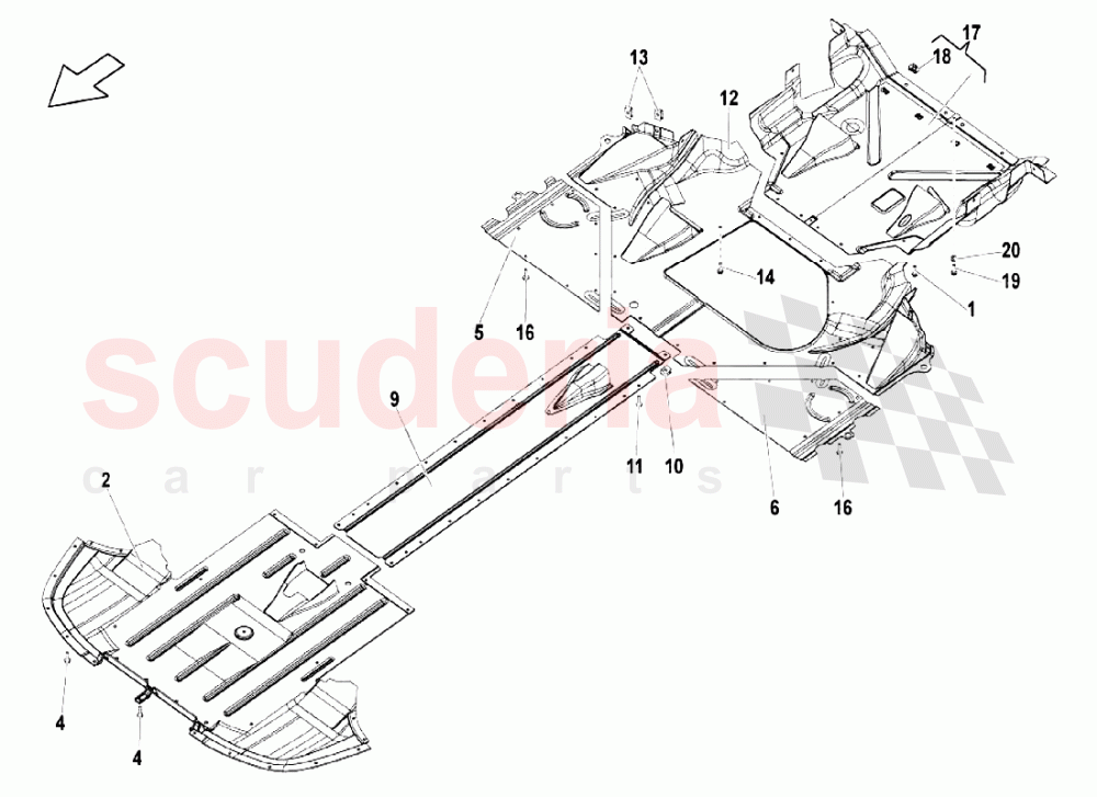 Frame Floor Panels - Underbody Trim of Lamborghini Lamborghini Gallardo LP550 Coupe