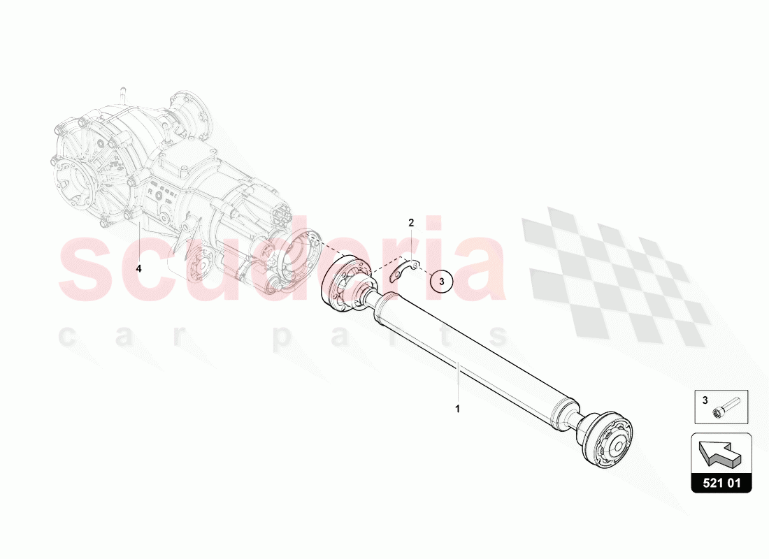 CARDAN SHAFT of Lamborghini Lamborghini Aventador LP770 SVJ Coupe