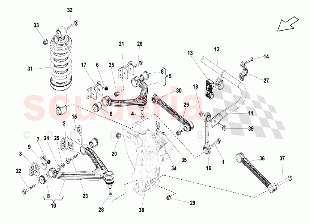 Rear Axle - Wishbone of Lamborghini Lamborghini Gallardo LP550 Coupe