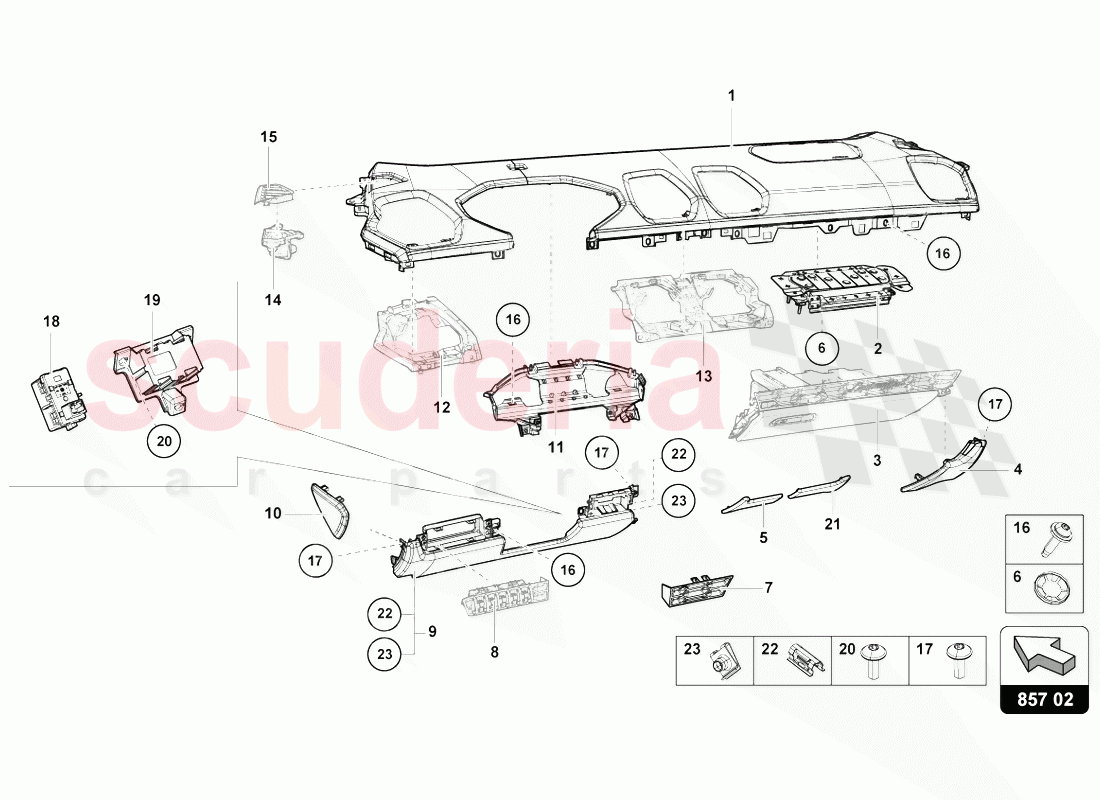 INSTRUMENT PANEL TRIM of Lamborghini Lamborghini Huracan Evo Coupe