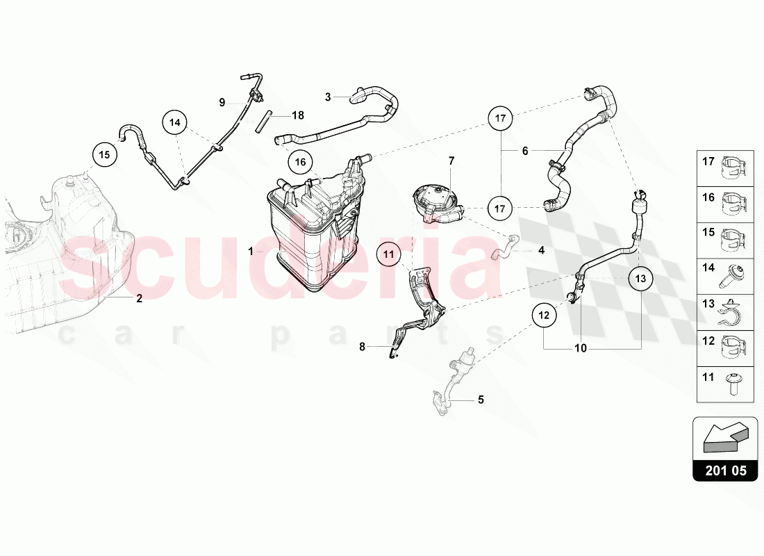 ACTIVATED CHARCOAL CONTAINER of Lamborghini Lamborghini Huracan Evo Spyder