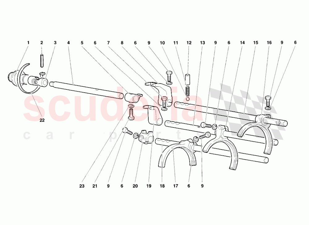 Gearbox Shifting Rods and forks of Lamborghini Lamborghini Diablo SV (1998)