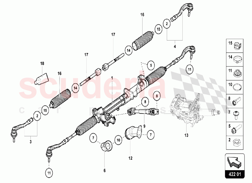 STEERING RACK of Lamborghini Lamborghini Aventador LP750 SV Coupe