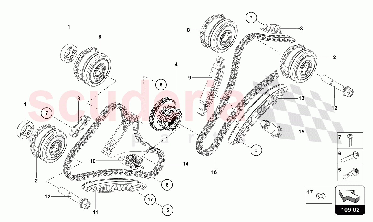 TIMING CHAIN of Lamborghini Lamborghini Aventador LP780 Ultimae Roadster