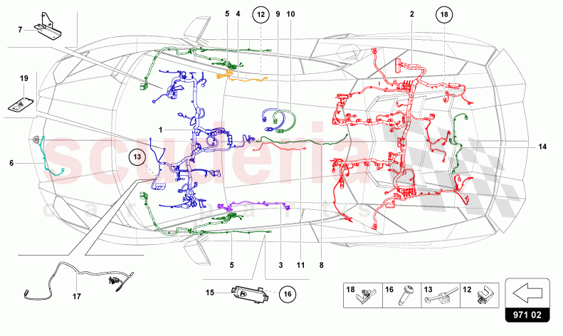 WIRING LOOMS of Lamborghini Lamborghini Aventador LP780 Ultimae Roadster