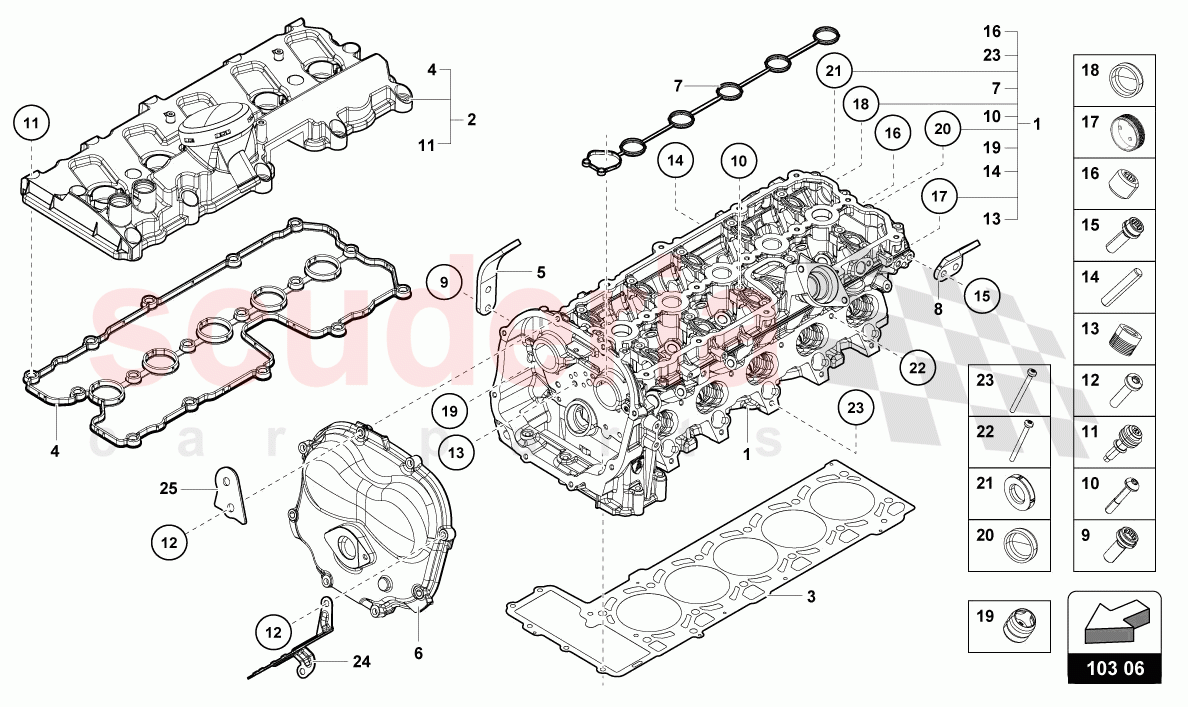 COMPLETE CYLINDER HEAD LEFT of Lamborghini Lamborghini Huracan Evo Spyder 2WD