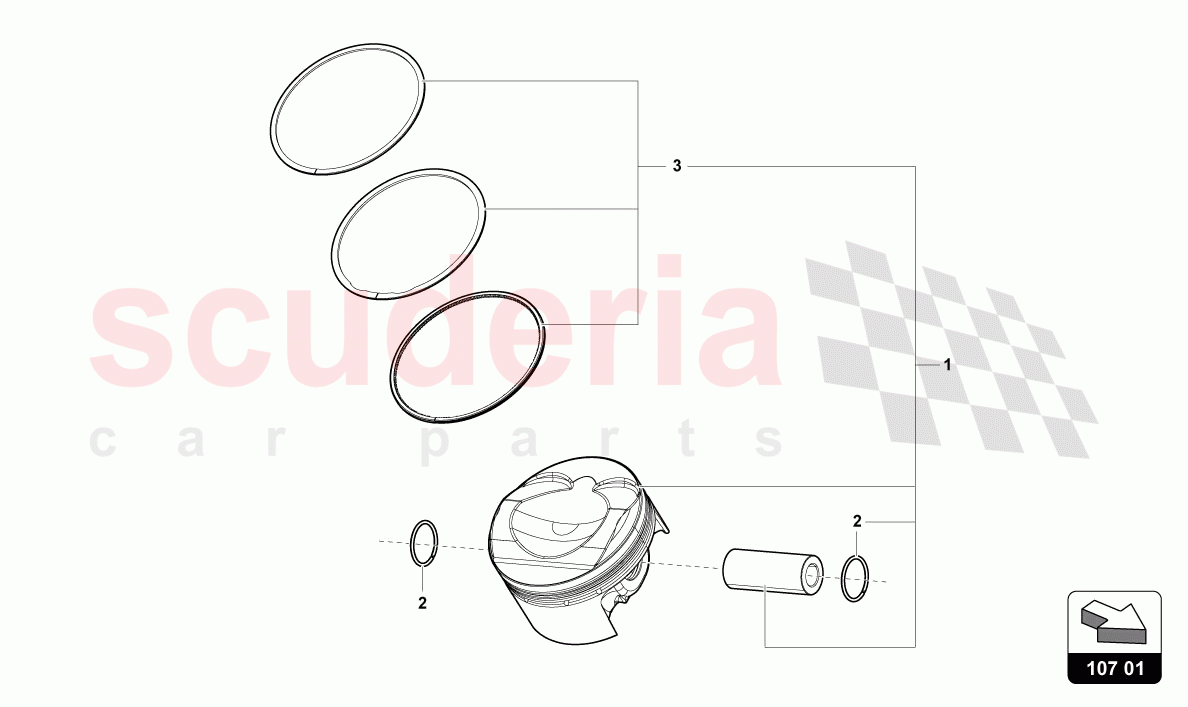 PISTON COMPLETE of Lamborghini Lamborghini Huracan Evo Spyder 2WD