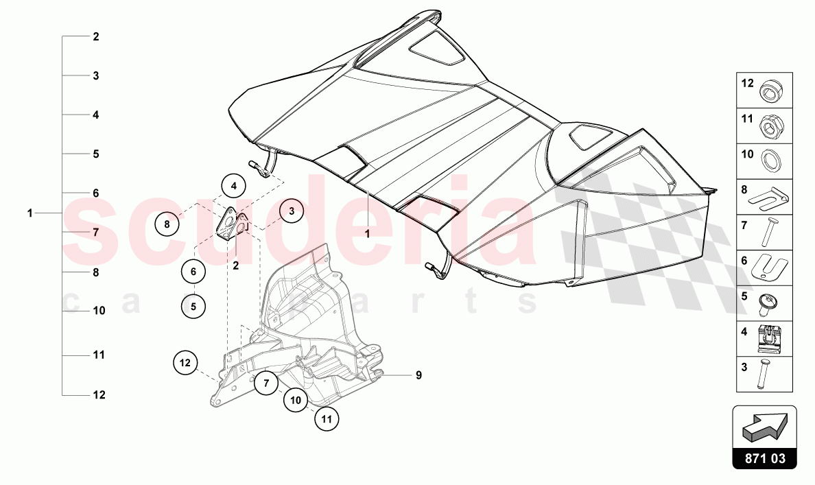 CABRIO TOP STOWAGE BOX COVER of Lamborghini Lamborghini Huracan Evo Spyder 2WD