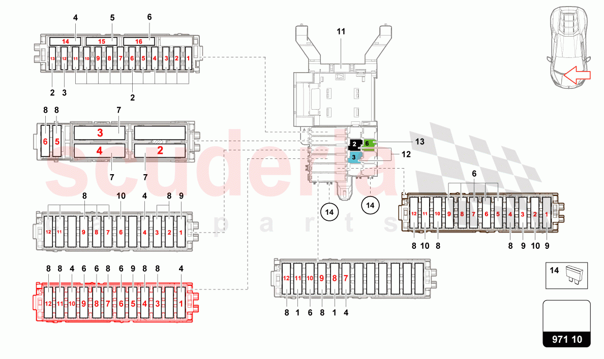 FUSES PASSENGER SIDE of Lamborghini Lamborghini Huracan Evo Spyder 2WD