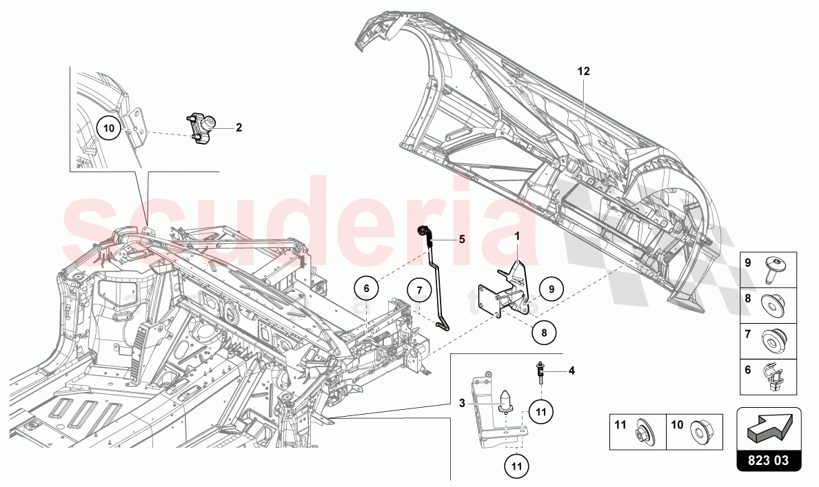 BONNET HINGE FRONT of Lamborghini Lamborghini Huracan STO