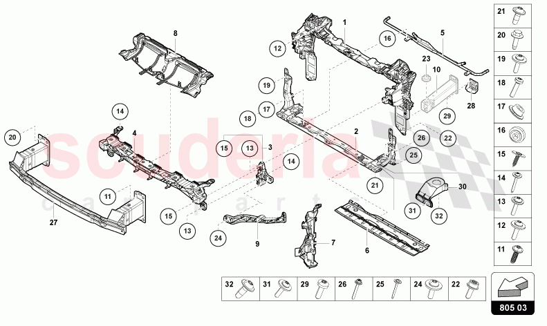 SUPPORT FOR COOLANT RADIATOR of Lamborghini Lamborghini Urus S