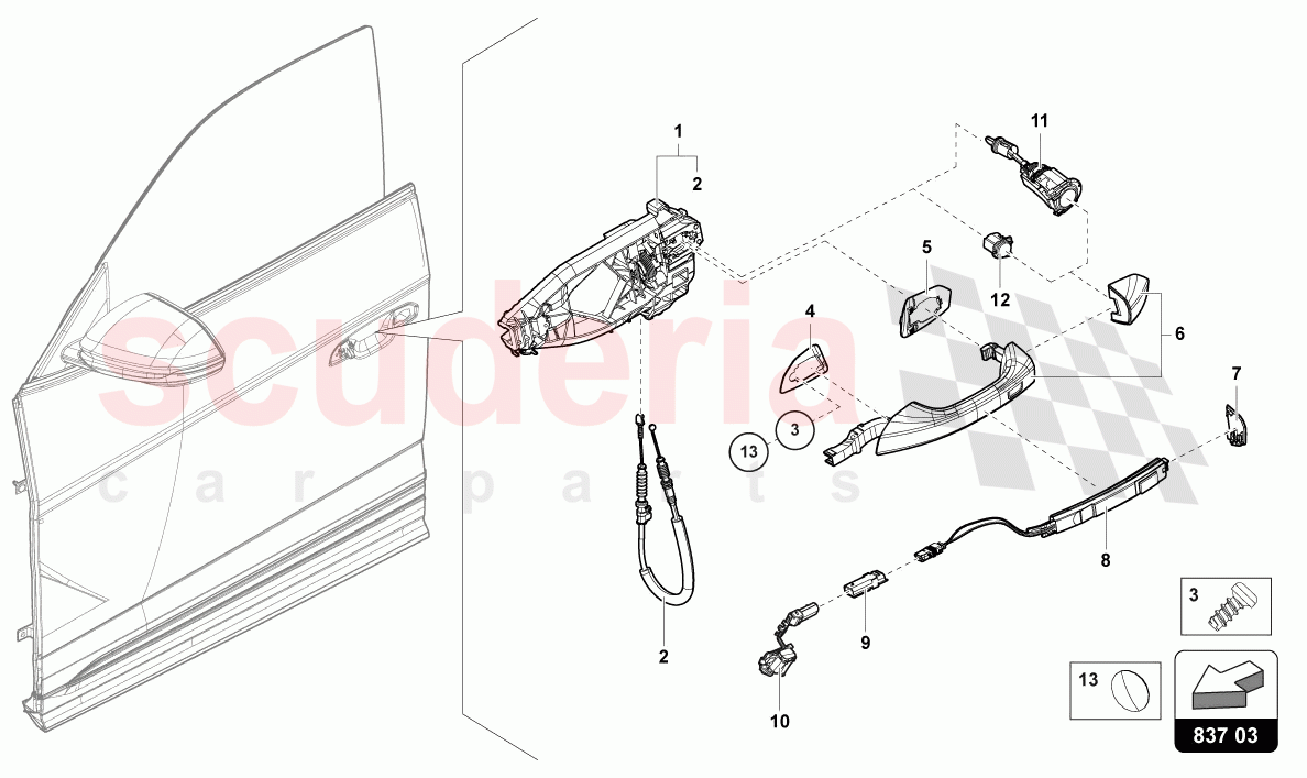 DOOR HANDLE, EXTERIOR FRONT of Lamborghini Lamborghini Urus S