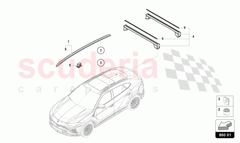 ROOF RAIL FRONT of Lamborghini Lamborghini Urus S