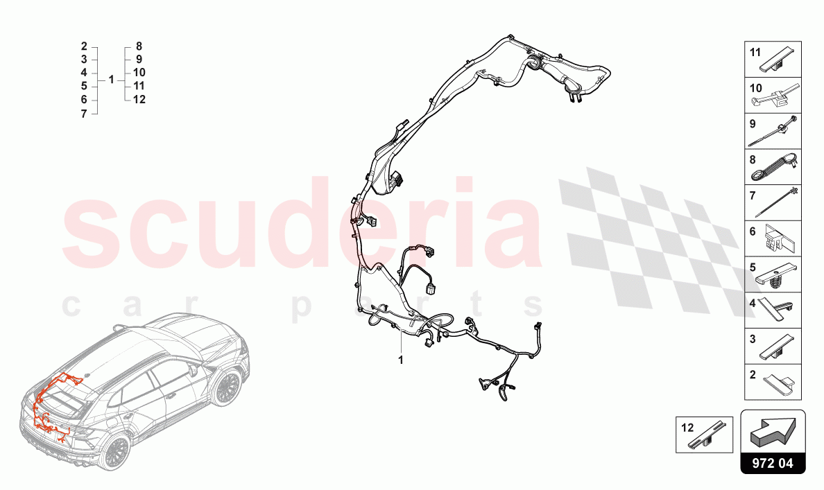 CABLE SET FOR TAILGATE of Lamborghini Lamborghini Urus S