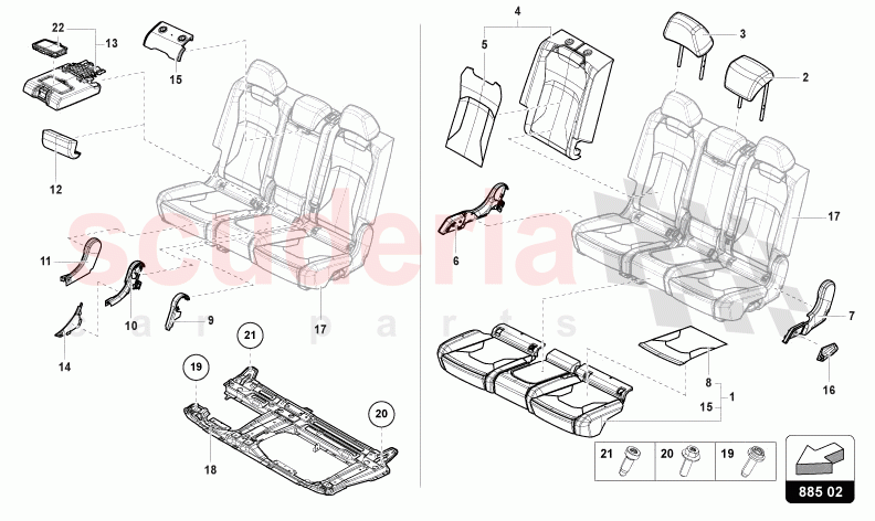 BENCH SEAT (3-SEATER) of Lamborghini Lamborghini Urus (2019-2022)