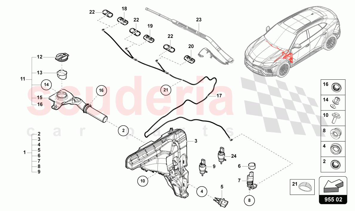 WINDSCREEN WASHER SYSTEM of Lamborghini Lamborghini Urus (2019-2022)