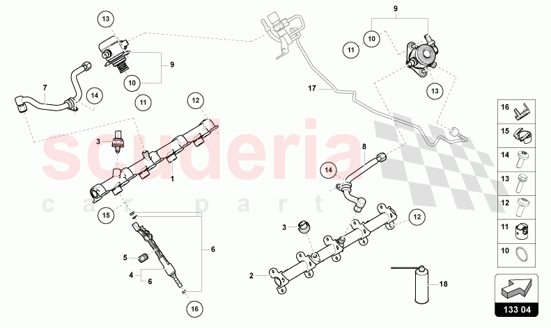 FUEL INJECTOR WITH INJECTOR RAILS of Lamborghini Lamborghini Urus Performante