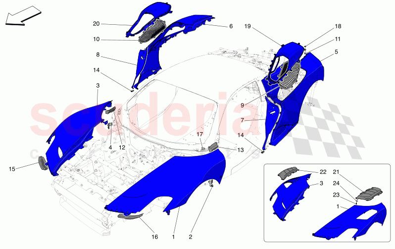 EXTERNAL COVERING of Maserati Maserati MC20 GT2 Stradale  Automatic 3.0 BT V6 2WD 630HP - 640HP