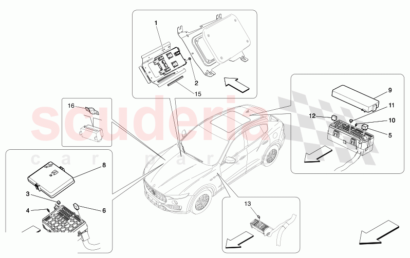 RELAYS, FUSES AND BOXES of Maserati Maserati Levante Modena S Automatic 3.0 BT V6 4WD 430HP