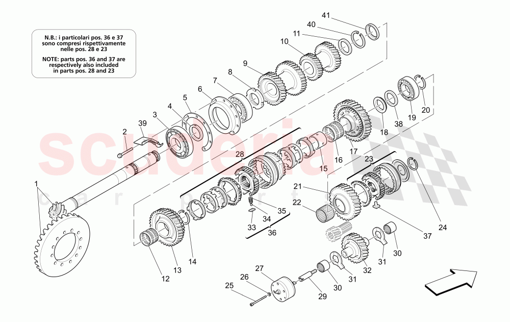 LAY SHAFT GEARS (Available with: "Spyder 90th Anniversary" Version) of Maserati Maserati 4200 Spyder (2005-2007) CC