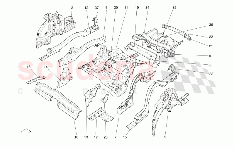 REAR STRUCTURAL FRAMES AND SHEET PANELS of Maserati Maserati Levante Modena S Automatic 3.0 BT V6 4WD 430HP