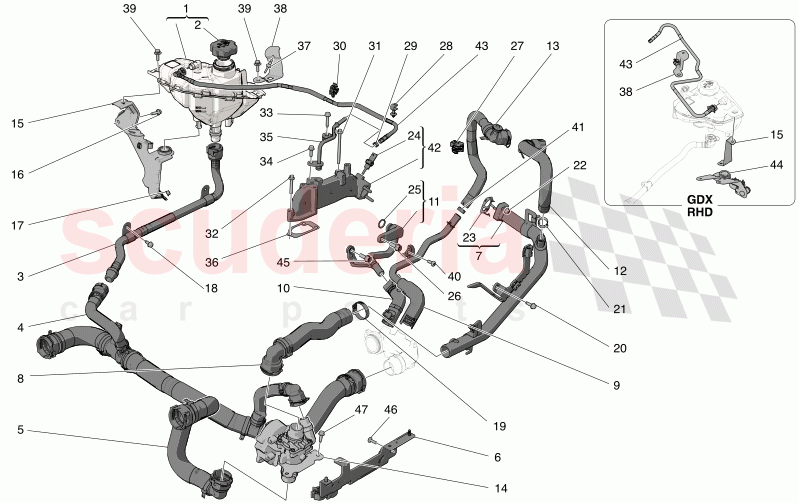 COOLING SYSTEM: NOURICE AND LINES of Maserati Maserati Grecale Modena Automatic 2.0 T4 4WD 330HP MHEV