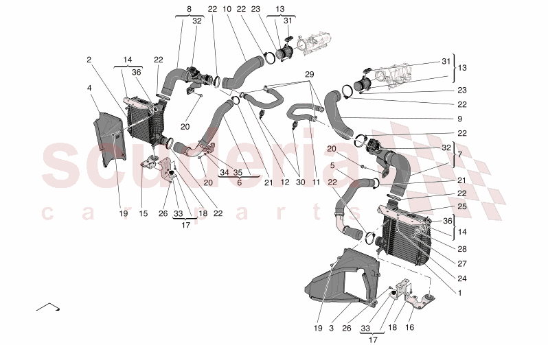 INTERCOOLER SYSTEM of Maserati Maserati GranTurismo M189 MODENA  AUTOMATIC 4WD 3.0 BT V6 490 HP