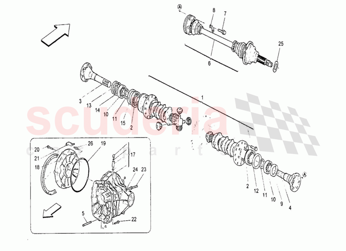 Differential and Rear Axle Shafts of Maserati Maserati GranTurismo MC Stradale