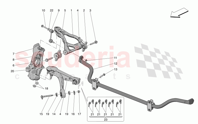 FRONT SUSPENSION of Maserati Maserati MC20 Icona Automatic 3.0 BT V6 2WD 630HP