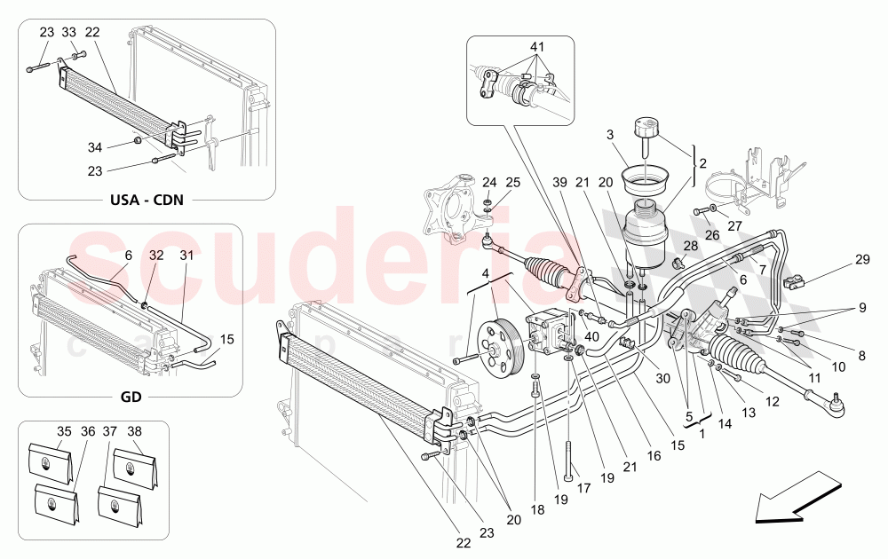 STEERING RACK AND HYDRAULIC STEERING PUMP of Maserati Maserati 4200 Coupe (2002-2004) GT