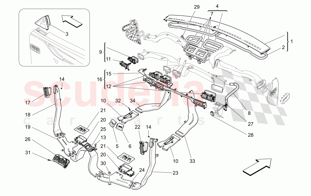 A/C UNIT: DIFFUSION of Maserati Maserati Quattroporte (2017+) S Q4