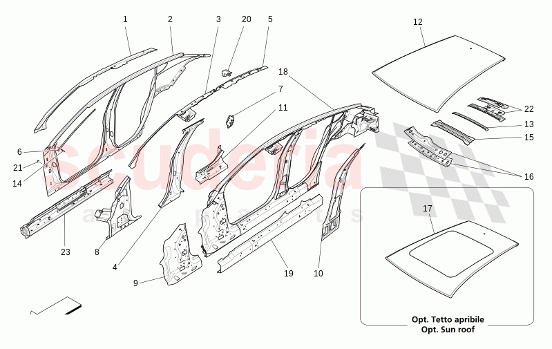 BODYWORK AND CENTRAL OUTER TRIM PANELS of Maserati Maserati Levante Modena S Automatic 3.0 BT V6 4WD 430HP