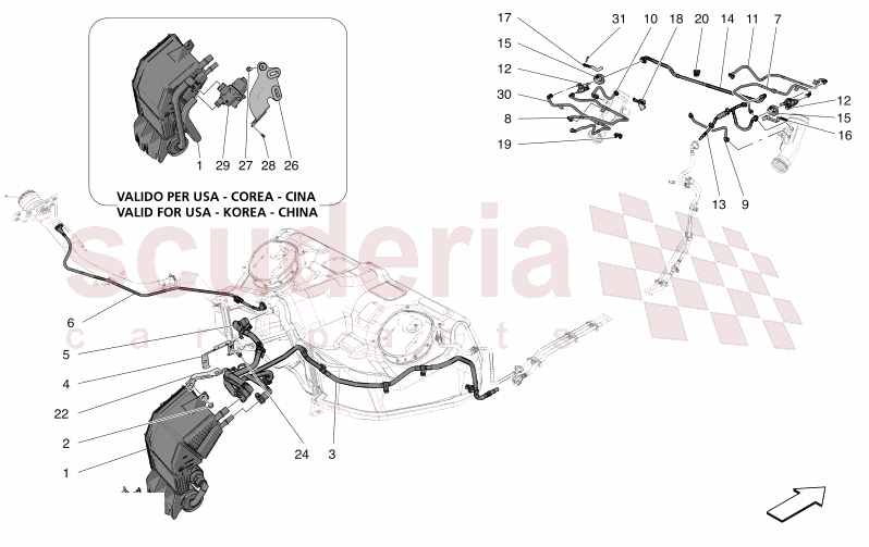 FUEL VAPOUR RECIRCULATION SYSTEM of Maserati Maserati GranTurismo M189 TROFEO  AUTOMATIC 4WD 3.0 BT V6 550 HP