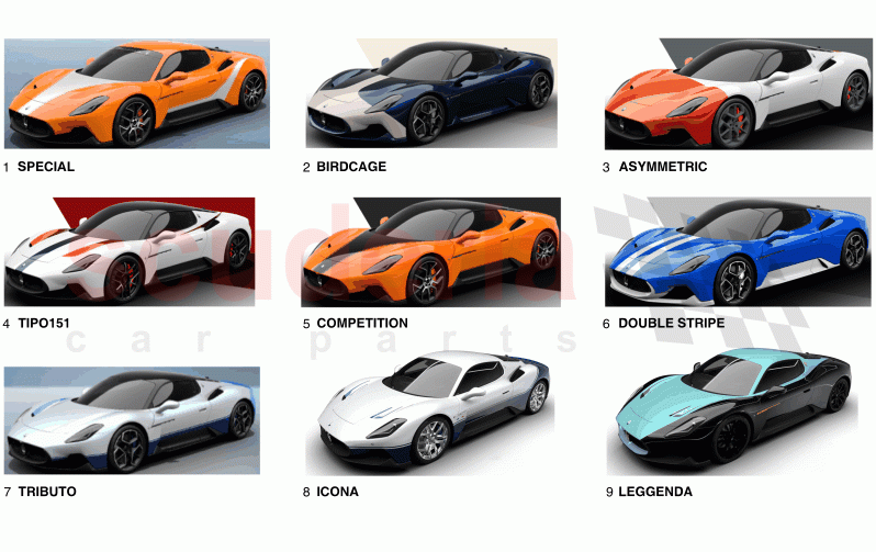 LIVERIES of Maserati Maserati MC20 Icona Automatic 3.0 BT V6 2WD 630HP