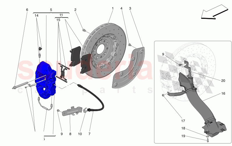 BRAKING DEVICES ON REAR WHEELS of Maserati Maserati MC20 GT2 Stradale  Automatic 3.0 BT V6 2WD 630HP - 640HP