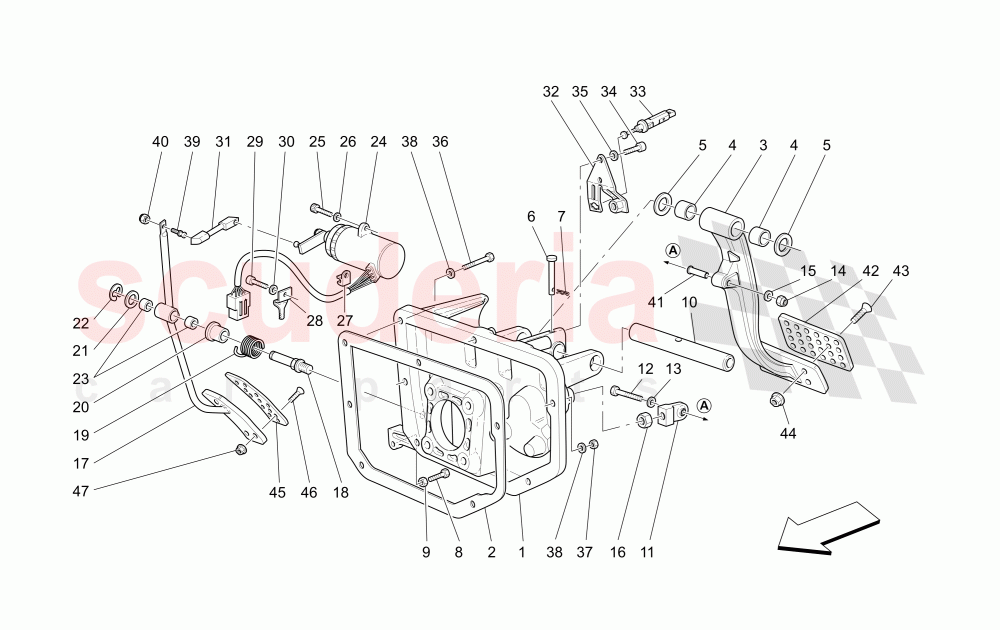 COMPLETE PEDAL BOARD UNIT (Available with: "Spyder 90th Anniversary" Version) of Maserati Maserati 4200 Spyder (2005-2007) CC