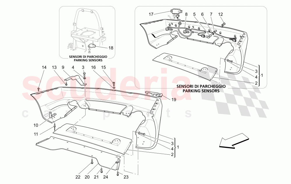 REAR BUMPER (Available with: "Spyder 90th Anniversary" Version) of Maserati Maserati 4200 Spyder (2005-2007) CC