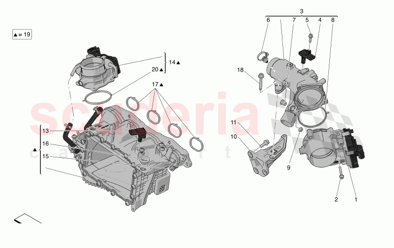 INTAKE MANIFOLD AND THROTTLE BODY of Maserati Maserati Grecale GT Automatic 2.0 T4 4WD 250HP MHEV